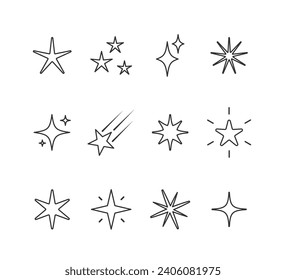 Star outline symbols vector set