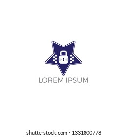 Star padlock logo design. Padlock tech logo concept design. 