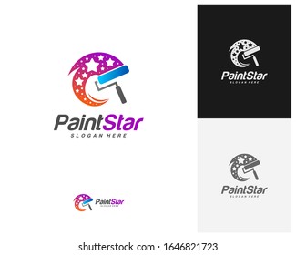 Diseño de logotipo de pintura de estrella vectorial, plantilla de logotipo de estrella de pintura creativa, símbolo de icono