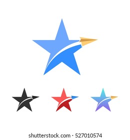 Star with Paper Plane Travel Logo Template