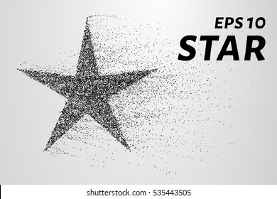The star of the particles. The star consists of circles and points. Vector illustration.