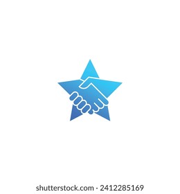 Star partnership, Handshake star. Vector outline icon illustration