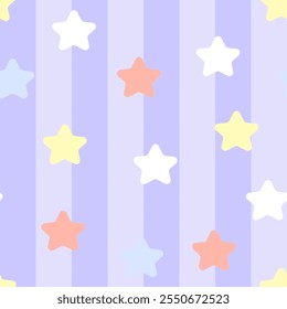 Star Pastel Colorido no plano de fundo roxo padrão contínuo 