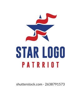 star patriot usa logo design vector with flag element	