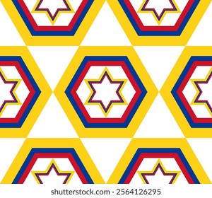 star pattern of colombia flag for decoration. hexagon background. vector illustration