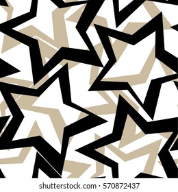 Star in the pattern, confetti, mosaic, mesh, seamless vector background.