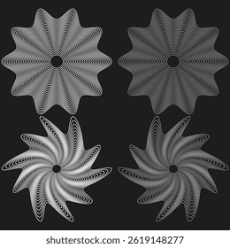 Star pattern design. Dotted outline style. Black geometric symbol. Vector shape illustration.
