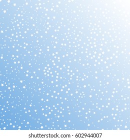 Star pattern. Funny blue baby print. Vector illustration with small white stars. Simple kids design. Starry night. Starlights background. Eps10.