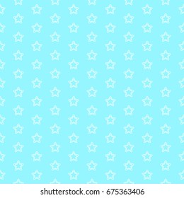 Star pattern. Funny blue print. Baby Background. Vector illustration with small white stars. Simple kids design. Eps10.