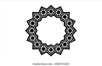 Star pattern: Geometric art in a circle.