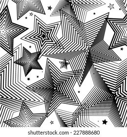 Star pattern. Star geometric background. Strip line stars. Abstract lines.