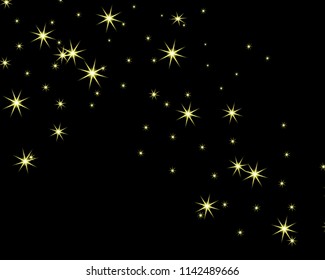 Star pattern. Glittering wave. Golden sparkling stars on dark background. Vector illustration. Eps10.