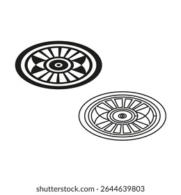 Star pattern icon. Radial spiky shape. Decorative abstract figure. Vector black outline.