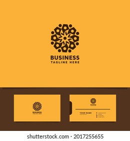 Star pattern logo with business card template