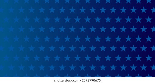 Star pattern on blue gradient background. America 4th of July Memorial or Independence day. Vector illustration.