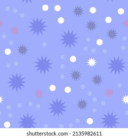 Star pattern on blue sky or galaxy. For children's design, textiles and fabrics, random, repeat, abstract wallpaper. Seamless pattern, endless, pastel colors for decor. Vector illustration
