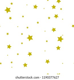 Star pattern on white background, gold stars, gift wrap.