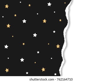 Star pattern ripped paper vector with copy space.