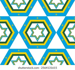 star pattern of rwanda flag for decoration. hexagon background. vector illustration