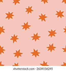 Star pattern, seamless background design. Starry texture, repeating print. Sparkles, twinkles, endless backdrop for fabric, wallpaper, wrapping and textile. Repeatable flat vector illustration