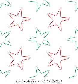 Star Pattern Seamless With Christmas Colors Green And Red