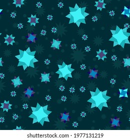 Star pattern. Seamless repeating space background with different cosmic flashes in the sky, for baby, kid, child. For textiles, fabrics and printing. Packaging design, wrapping paper. Vector 