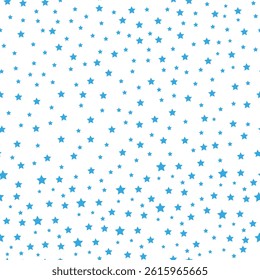 Star pattern. Seamless vector background - blue, gray and white five-pointed stars on white backdrop