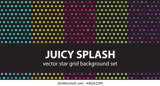 Star pattern set "Juicy Splash". Vector seamless backgrounds