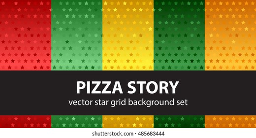 Star pattern set "Pizza Story". Vector seamless backgrounds