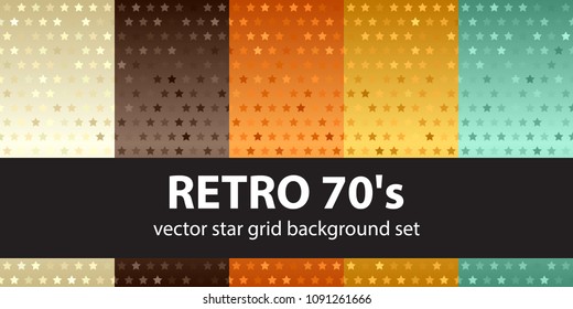 Star pattern set Retro 70s. Vector seamless backgrounds