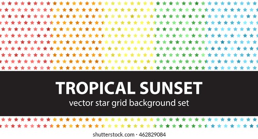 Star pattern set "Tropical Sunset". Vector seamless backgrounds