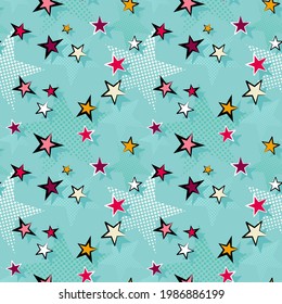 Star Pattern, Vector Background, Retro, Pop Art Style