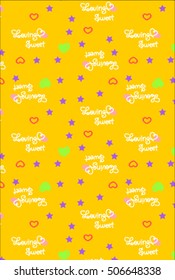 Star pattern vector. Sweet girl background for template birthday card, baby shower invitation, girls wallpaper and fabric. 