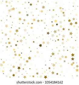 Star pattern. White, background, gold, gift wrap. Vector