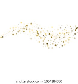 Star Pattern. White, Background, Gold, Gift Wrap. Vector