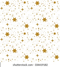 Star, Pattern, White, Background, Gold, Gift Wrap