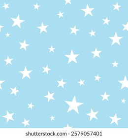 Star patterns in different sizes and positions baby blue.