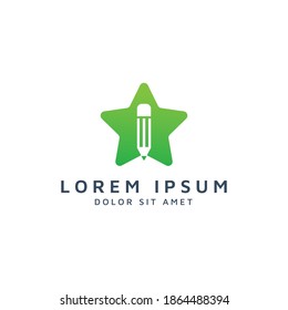 star and pencil negative space logo design