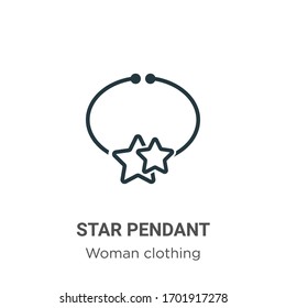Star pendant outline vector icon. Thin line black star pendant icon, flat vector simple element illustration from editable woman clothing concept isolated stroke on white background