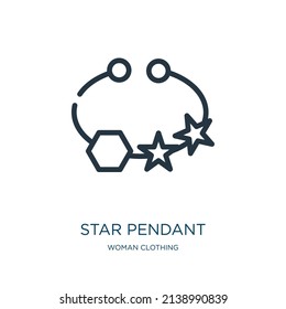 star pendant thin line icon. pendant, necklace linear icons from woman clothing concept isolated outline sign. Vector illustration symbol element for web design and apps.