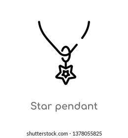 star pendant vector line icon. Simple element illustration. star pendant outline icon from shapes concept. Can be used for web and mobile