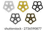 Star Pentagon Celtic Knot Style Vector Illustration Set