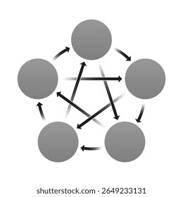 Diagrama de forma de estrela ou pentagrama. Elemento infográfico do Pentágono com setas