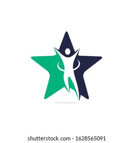Star people abstract vector emblem for education and social community and fitness.
