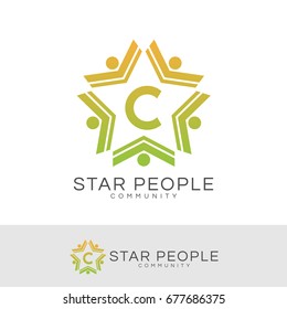 star people initial Letter C Logo design