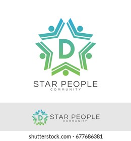 star people initial Letter D Logo design