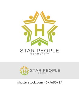 star people initial Letter H Logo design