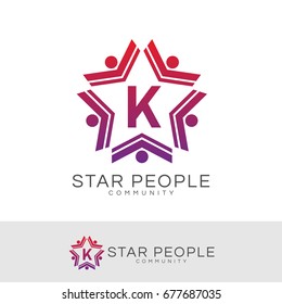 star people initial Letter K Logo design