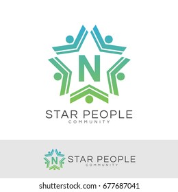 star people initial Letter N Logo design