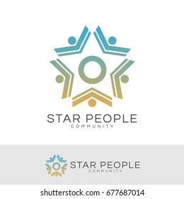 star people initial Letter O Logo design